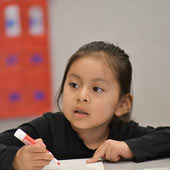 an image of a young girl in a classroom learning